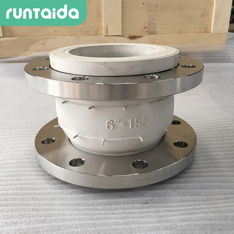 潤（rùn）泰（tài）達-白色食品級橡膠伸縮接頭（tóu）衛生級橡膠軟（ruǎn）接頭橡膠膨脹節